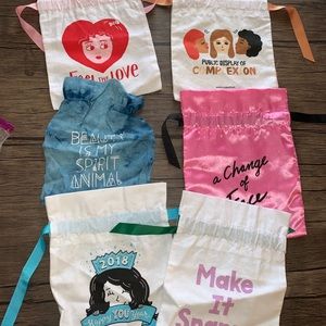 6 drawstring makeup bags